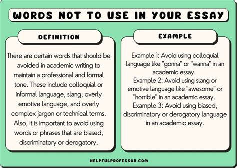 what words not to use in an essay